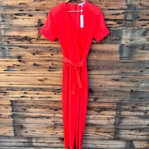 TRINA TURK | NWT Vibrant Red Orange Wrap Jumpsuit 4